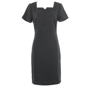 Componix Vtg Sz 6 Black Bead Embellished Bodice Polyester Acetate Lined Dress